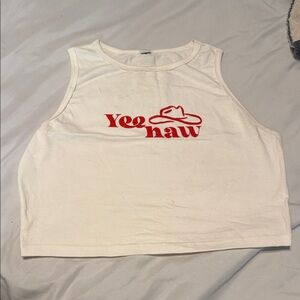 White Yeehaw Crop Top
